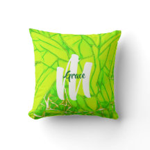 Monogram Green and Faux Gold Flower