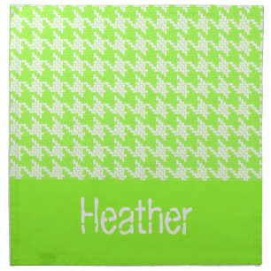 Monogram green and white houndstooth pattern cloth napkin