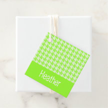 Monogram green and white houndstooth pattern