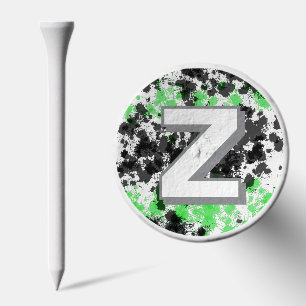 Monogram Green Black Paint Splat Golf Tees