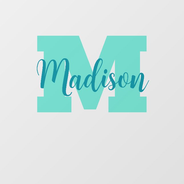 Monogram Green Blue Wall Decal (Front)