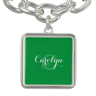 Monogram green bracelet charm