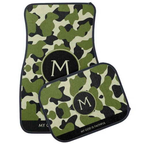 Monogram Green Camo Cow Spots Car Floor Mat