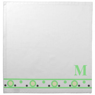 Monogram Green Cream Gray Polka Dots Cloth Napkin