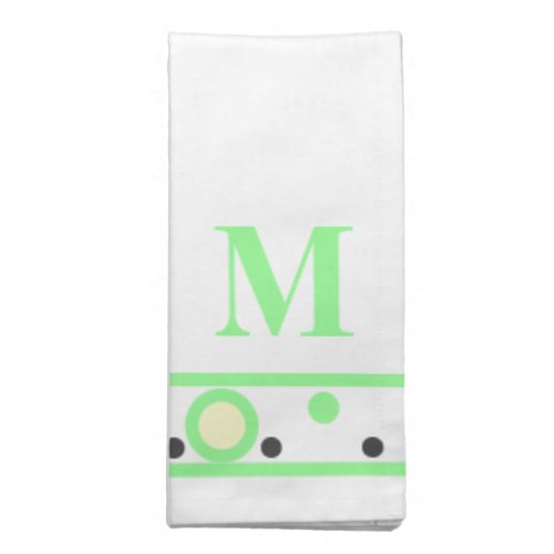 Monogram Green Cream Grey Polka Dots Cloth Napkin