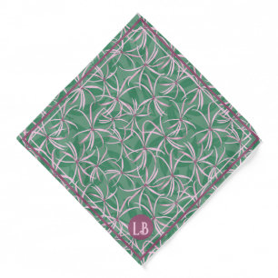 Monogram green elegant pink floral bandana