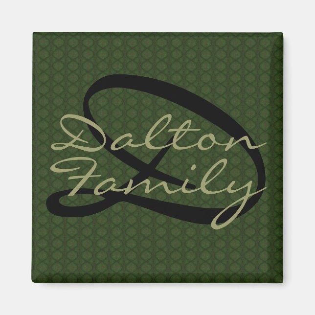 Monogram Green (Family) Square Magnet (Front)