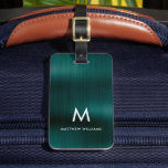 Monogram Green Faux Metal Steel Styled Custom Luggage Tag<br><div class="desc">Monogram Green Faux Metal Steel Styled Custom Luggage Tag</div>