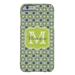Monogram Green Flowers Pattern Barely There iPhone 6 Case