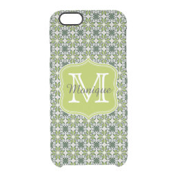 Monogram Green Flowers Pattern Clear iPhone 6/6S Case
