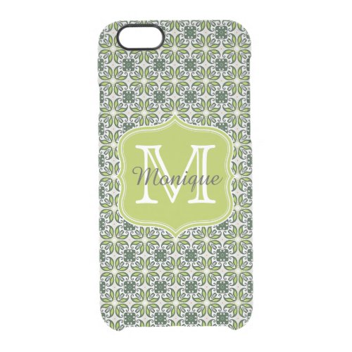 Monogram Green Flowers Pattern Clear iPhone 66S Case