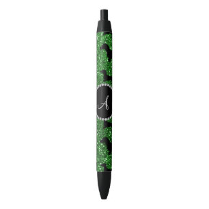 Monogram green glitter dachshund pen