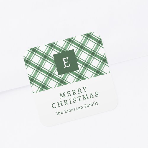 Monogram Green Holiday Sticker