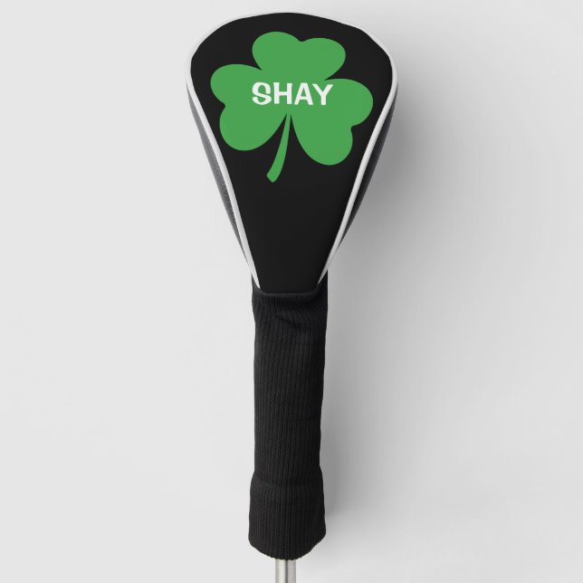 Monogram Green Irish Shamrock Golf Head Cover (Front)