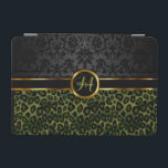 Monogram Green Leopard and Black Damask iPad Mini Cover<br><div class="desc">iPad Cover - ⭐This Product is 100% Customizable. *****Click on CUSTOMIZE BUTTON to add, delete, move, resize, changed around, rotate, etc... any of the graphics or text or use the fill in boxes. ⭐99% of my designs in my store are done in layers. This makes it easy for you to...</div>