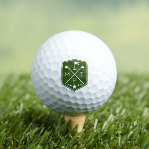 Monogram Green Name Personalized Golf Balls