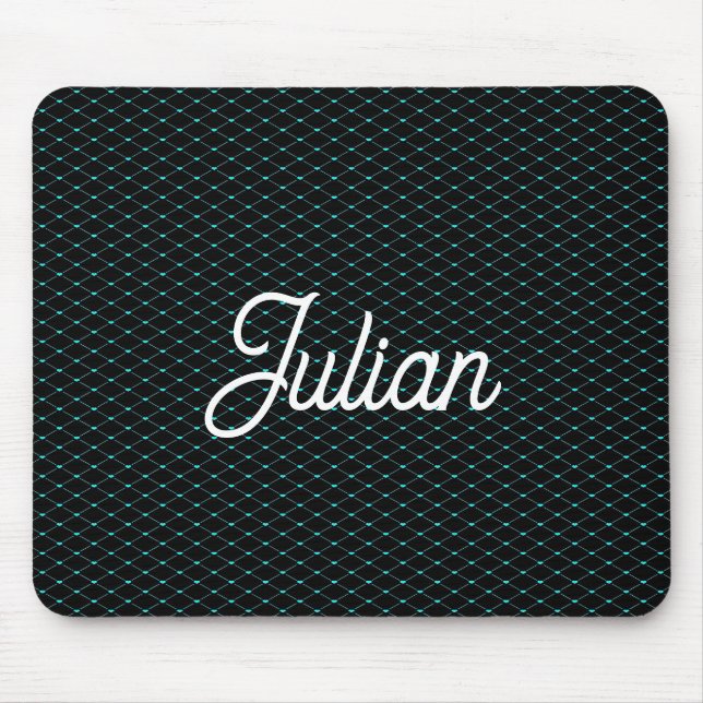 Monogram green net mesh on black mouse pad (Front)