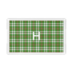 Monogram Green Plaid Acrylic Tray