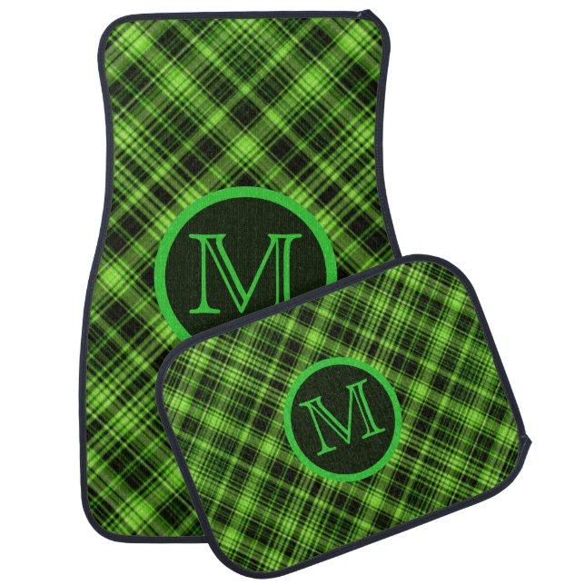 Monogram Green Plaid Floor Mats (Set)