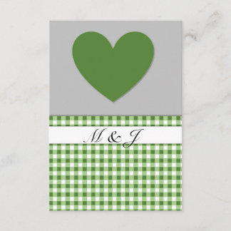 Monogram Green Plaid Heart Wedding RSVP Card