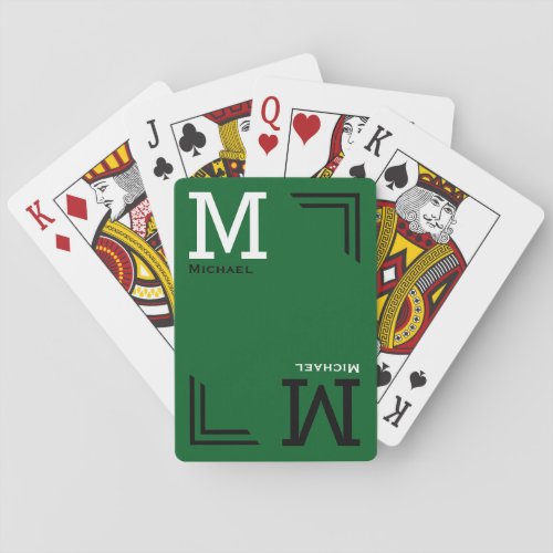 Monogram Green Playing Cards with Name