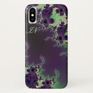 Monogram Green Purple Fractal Flower iPhone X Case