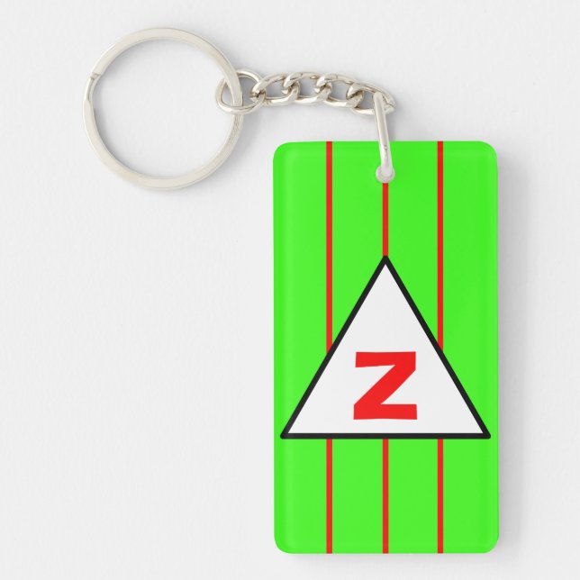 Monogram Green Red Stripes Keychain (Front)