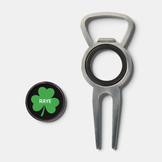 Monogram Green Shamrock Clover Divot Tool (Front (Open))