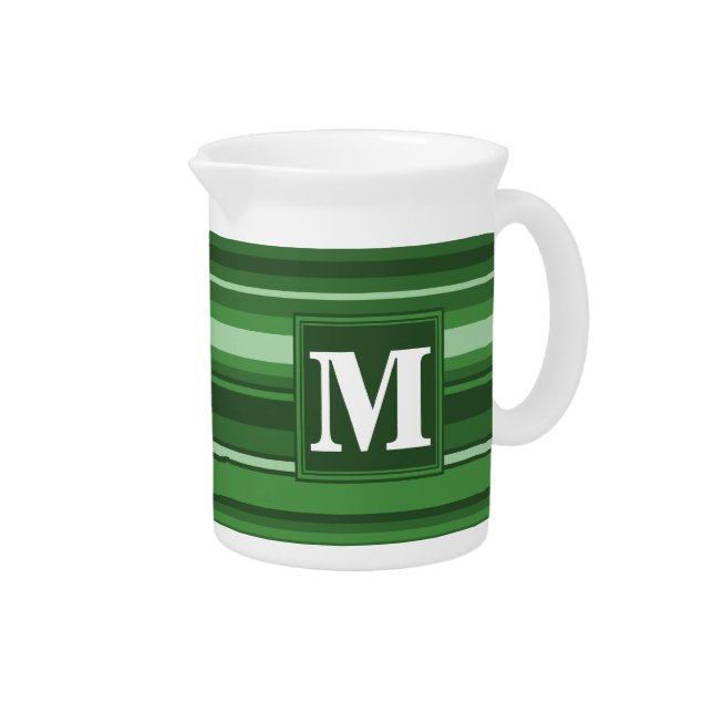 Monogram green stripes beverage pitcher (Right)