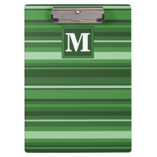 Monogram green stripes clipboard