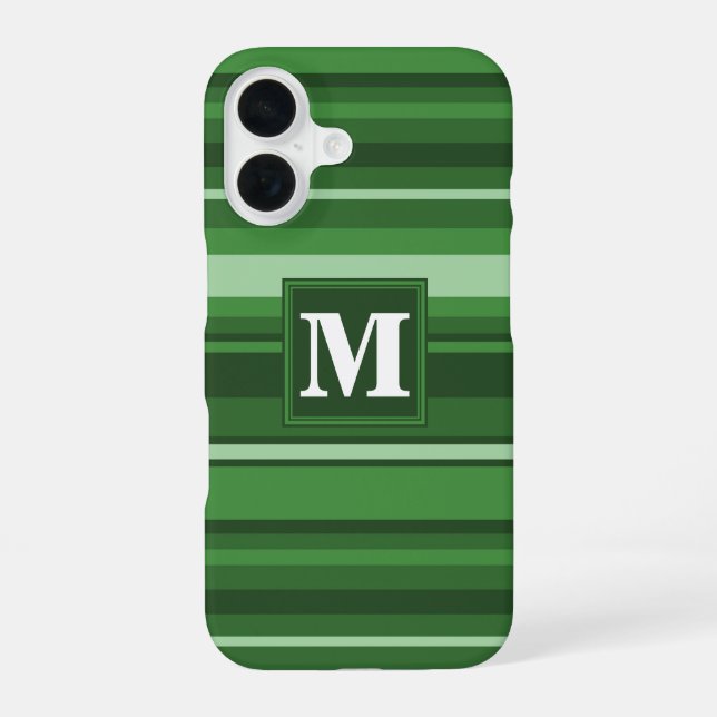 Monogram green stripes  iphone case (Back)