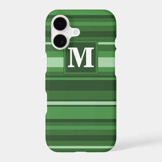 Monogram green stripes iphone case (Back)