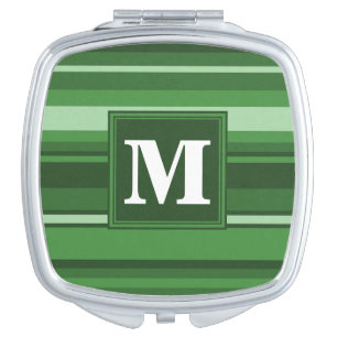 Monogram green stripes makeup mirror