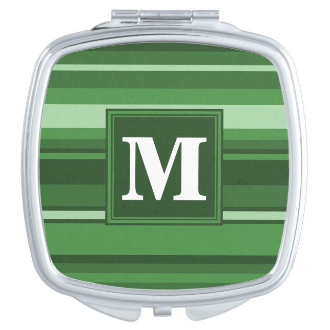 Monogram green stripes makeup mirror (Front)