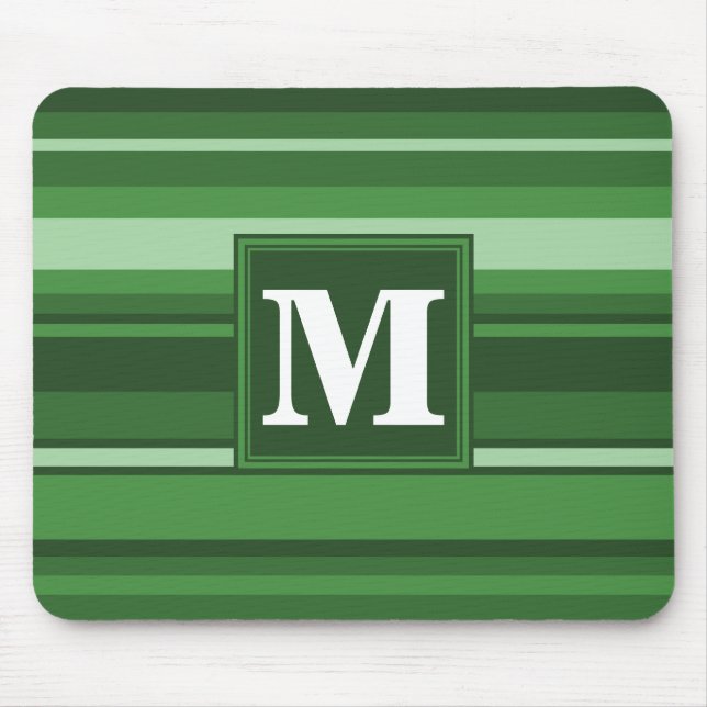 Monogram green stripes mouse pad (Front)