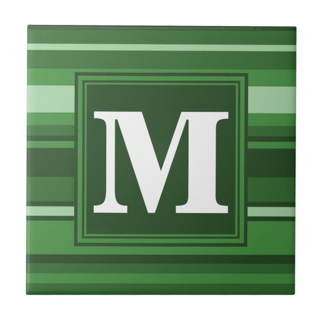 Monogram green stripes tile (Front)