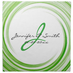 Monogram Green Swirl Modern Abstract #3 Napkin