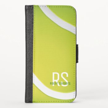 Monogram Green Tennis Ball Iphone X Wallet Case by BestCases4u at Zazzle