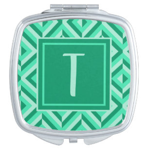 Monogram Green Three-Tone Diamond Pattern Compact Mirror