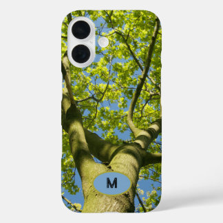 Monogram Green Tree Crown Photo with blue Sky - iPhone 16 Case