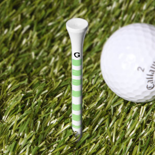 Monogram Green White Watercolor Stripes Golf Tees