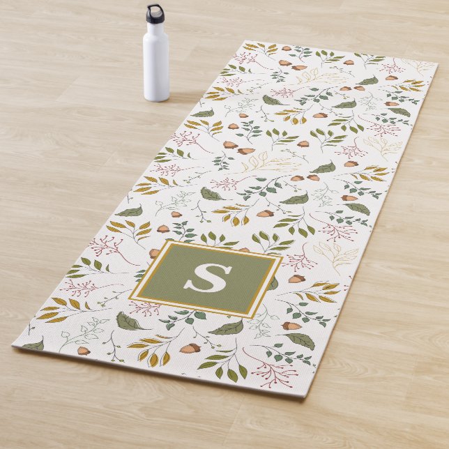 Monogram Greenery Autumn Colors Yoga Mat (In Situ)