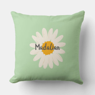 Monogram greenery decor for kids with sunflower throw pillow