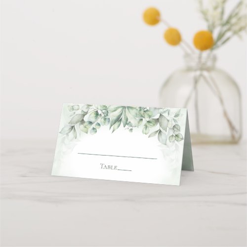 Monogram Greenery Eucalyptus Wedding Place Card