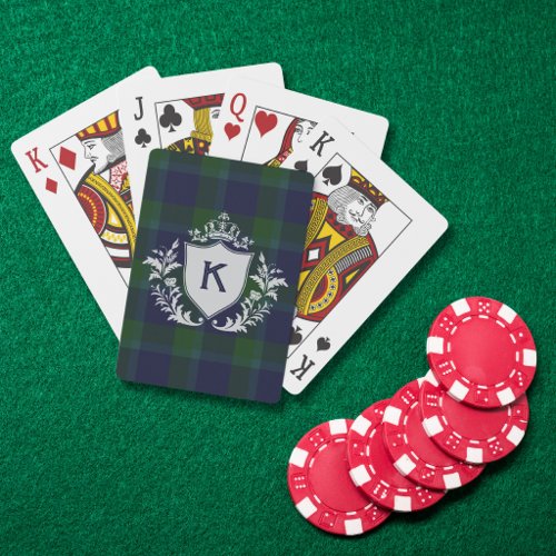 Monogram Greenery Family Logo Crest Preppy Pliad Poker Cards