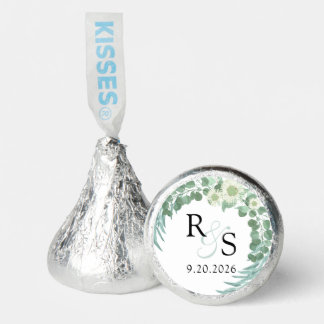 Monogram Greenery Wreath Wedding Hershey®'s Kisses®