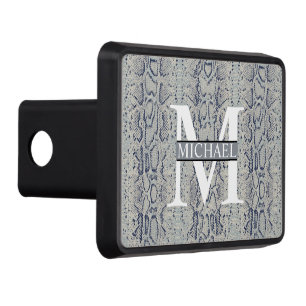 Monogram Grey and Blue Snake Skin Animal Print Hitch Cover