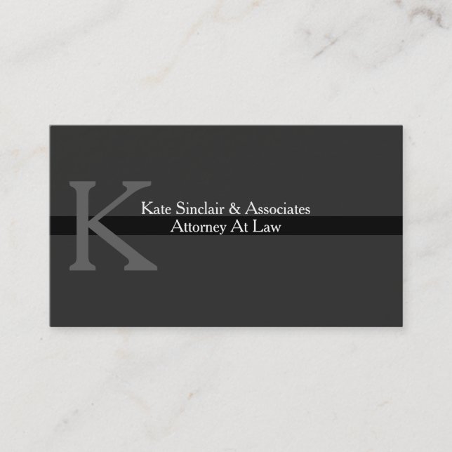 Monogram Grey Attorney Professional Business Card (Front)