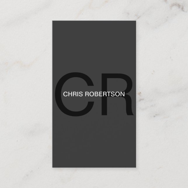 Monogram Grey Black Business Card (Front)