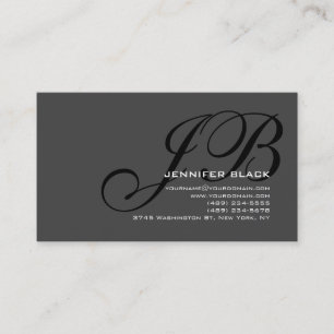 Monogram Grey Black Color Tones Business Card